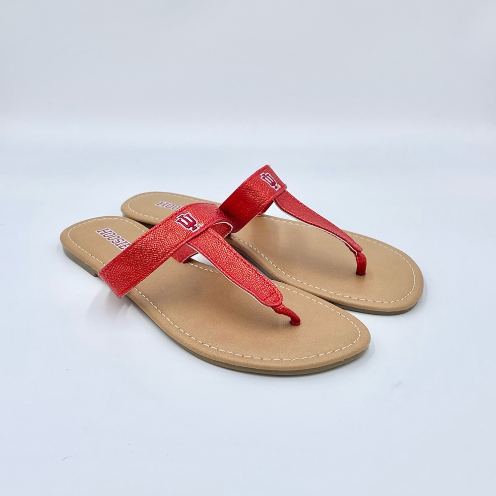 NEW IU Indiana University Hoosiers Sparkly Red Thong Flip Flop Sandals Women’s 9